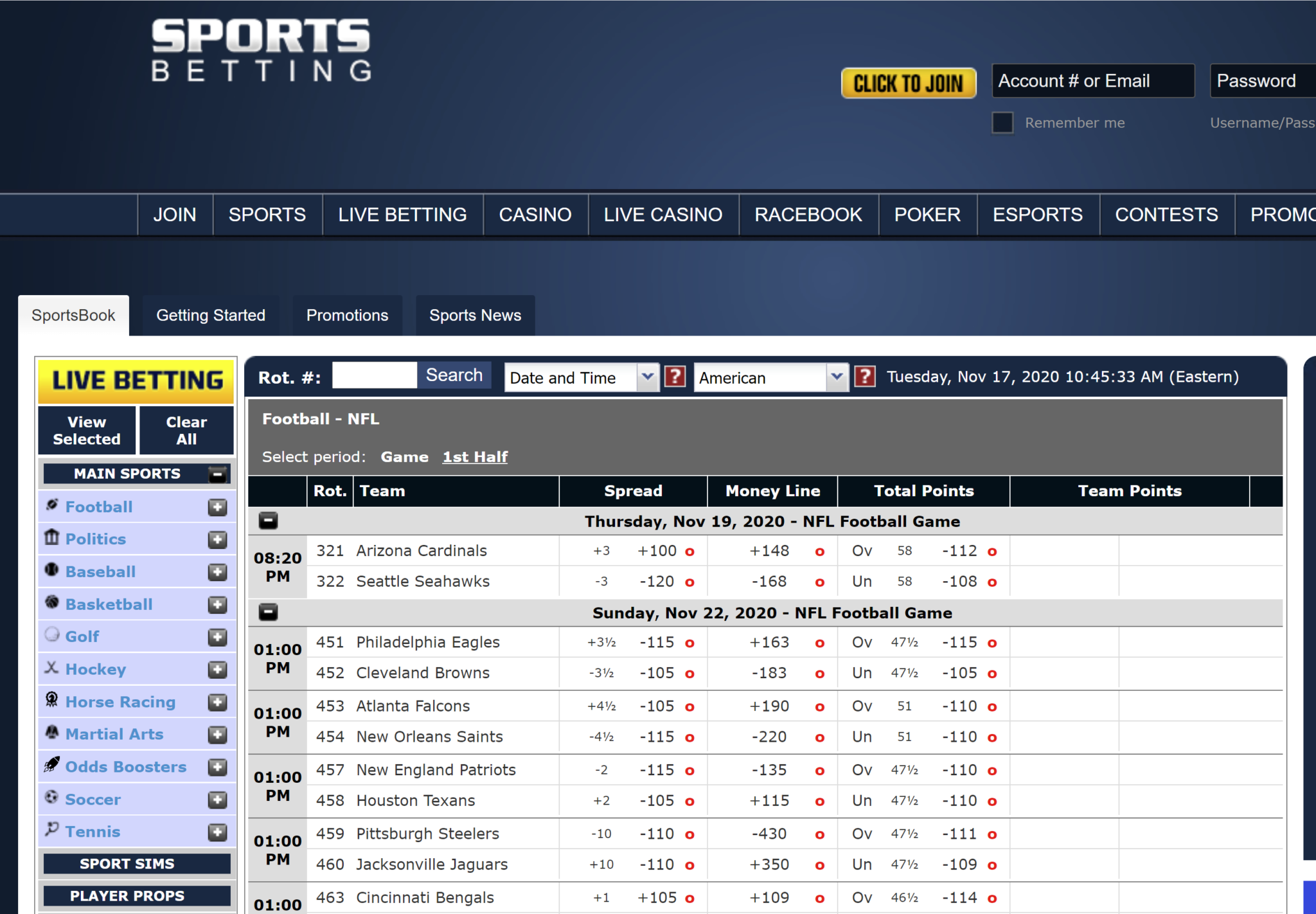 NFL Betting - Best NFL Football Online Gambling Sites