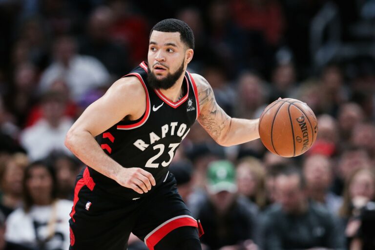 CHICAGO, ILLINOIS - MARCH 30:  Fred VanVleet #23 of the Toronto Raptors dribbles the ball in the second quarter against the Chicago Bulls at the United Center on March 30, 2019 in Chicago, Illinois. NOTE TO USER: User expressly acknowledges and agrees that, by downloading and or using this photograph, User is consenting to the terms and conditions of the Getty Images License Agreement. (Photo by Dylan Buell/Getty Images)