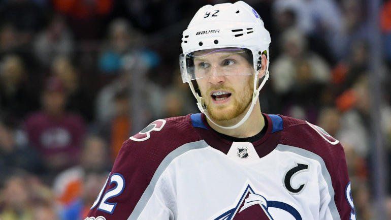 Nov 4, 2017; Philadelphia, PA, USA; Colorado Avalanche left wing Gabriel Landeskog (92) during the first period against the Philadelphia Flyers at Wells Fargo Center. Mandatory Credit: Eric Hartline-USA TODAY Sports