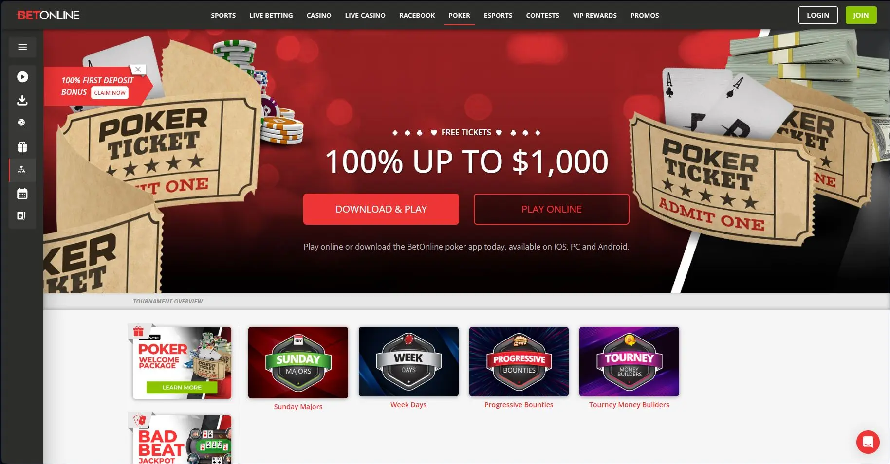 BetOnline Poker main page